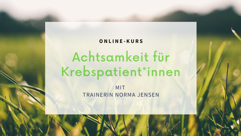 Grüne Wiese und Schriftzug mit Kurstitel im Vordergrund